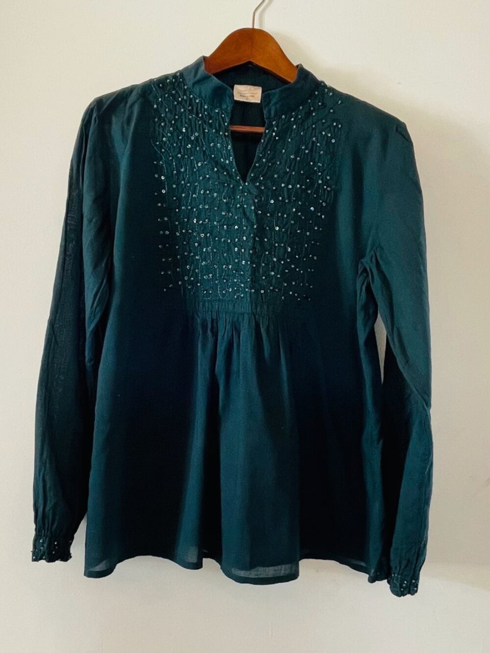 Greater Good - Vintage 100% Cotton Embellished Popover Blouse - Made in India